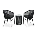 3 Piece Bistro Set With Cushions Pvc Rattan Black
