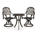 3 Piece Bistro Set With Swivel Cast Aluminium Bronze 62X65 Cm