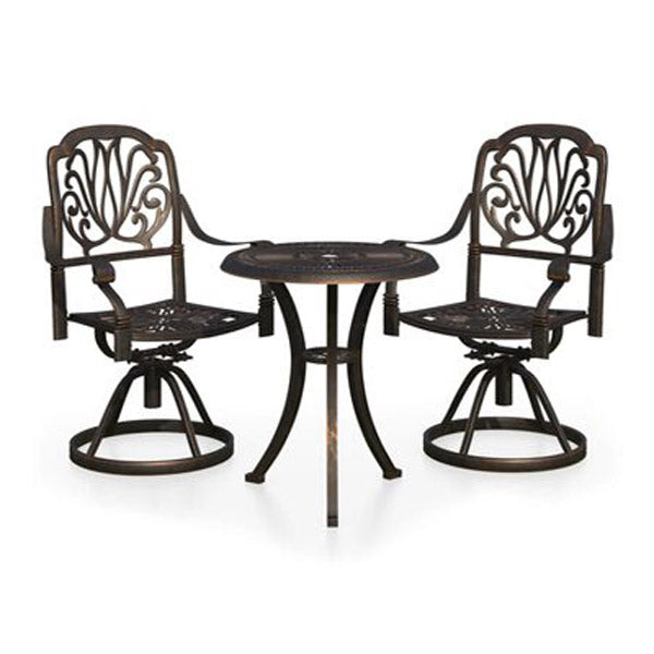 3 Piece Bistro Set With Swivel Cast Aluminium Bronze 62X65 Cm
