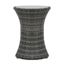 3 Piece Bistro Set With Cushions Grey Poly Rattan