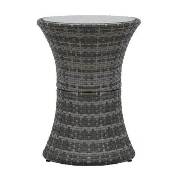 3 Piece Bistro Set With Cushions Grey Poly Rattan
