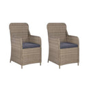 3 Piece Bistro Set With Cushions Poly Rattan Brown And Dark Grey