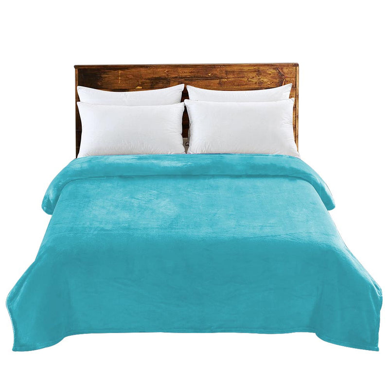 Teal Colour DreamZ 320GSM 220x240cm Ultra Soft Mink Blanket Warm Throw