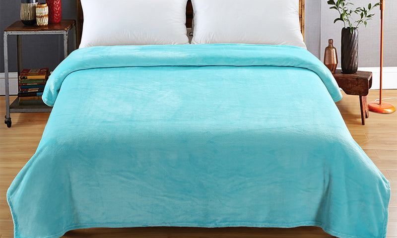 320Gsm 220X240 Cm Ultra Soft Mink Blanket Warm Throw In Teal Colour