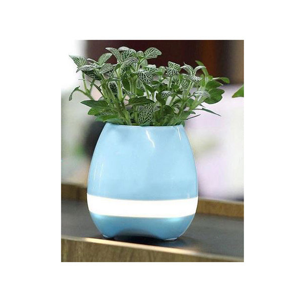 Blue Bluetooth Speaker Music Pot Real Plant Flower Smart Touch Light