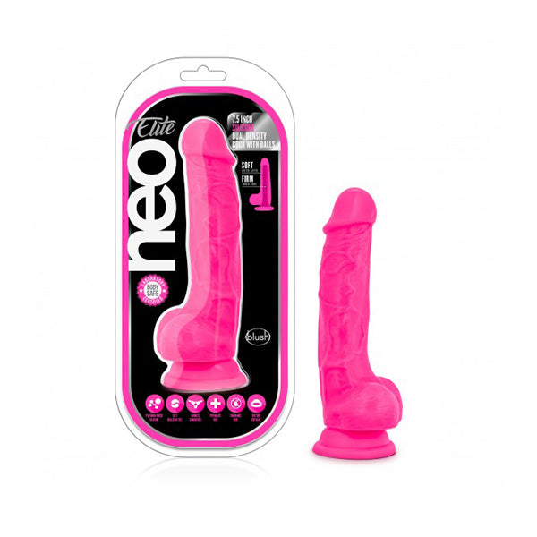 Neo Elite 7 Inch Silicone Dual Density Cock With Balls
