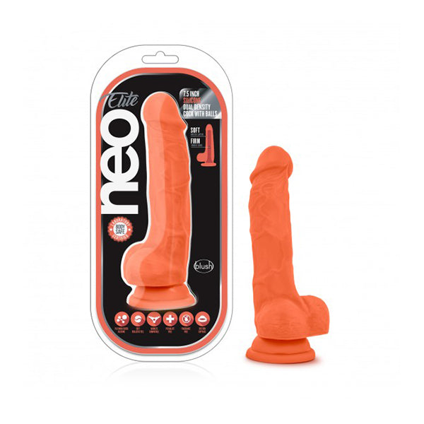 Neo Elite 7 Inch Silicone Dual Density Cock With Balls