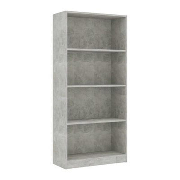 4 Tier Book Cabinet Concrete Grey 60X24X142 Cm Chipboard