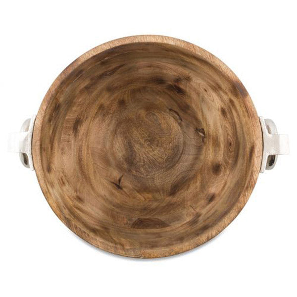 Wooden Bowl On Aluminium Base 40X32X25Cm
