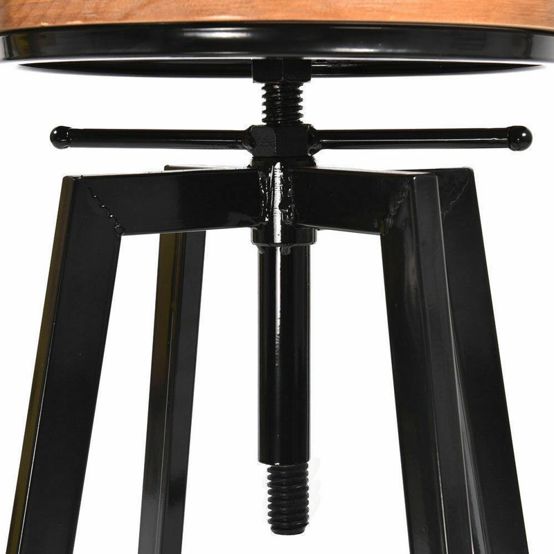 2X Industrial Bar Stools Kitchen Stool Wooden Barstools Swivel Chairs