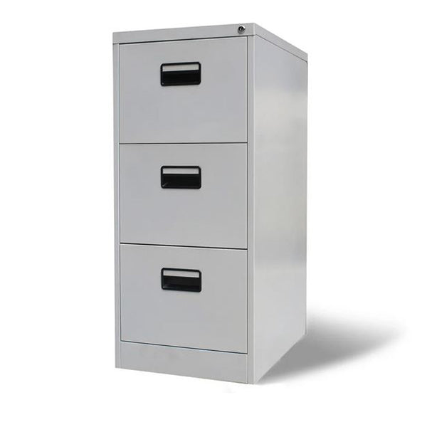 File Cabinet With 3 Drawers Grey Steel