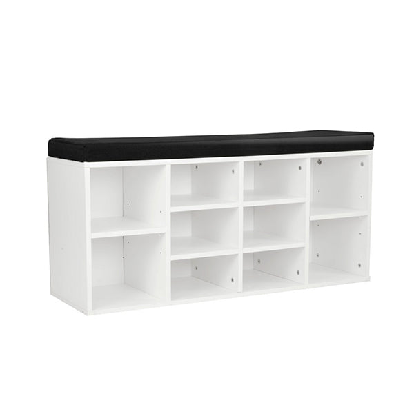 Shoe Rack Cabinet Organiser Black Cushion 104X30X45 White