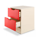 Bedside Table With Drawers Mdf Cabinet Storage 51X40 Cm White Red