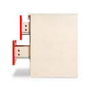 Bedside Table With Drawers Mdf Cabinet Storage 51X40 Cm White Red