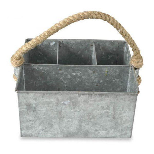 Caddy With Rope Handle Silver Oxidize