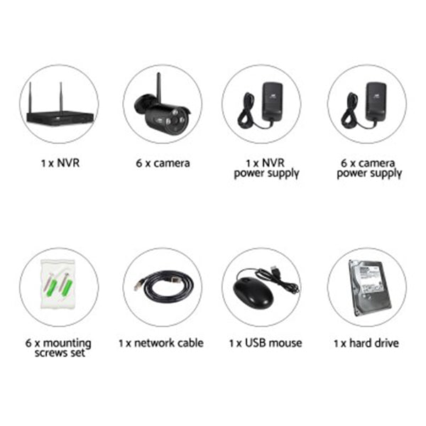 6 Camera Sets Cctv Wireless Security System 2Tb 8Ch Nvr 720P