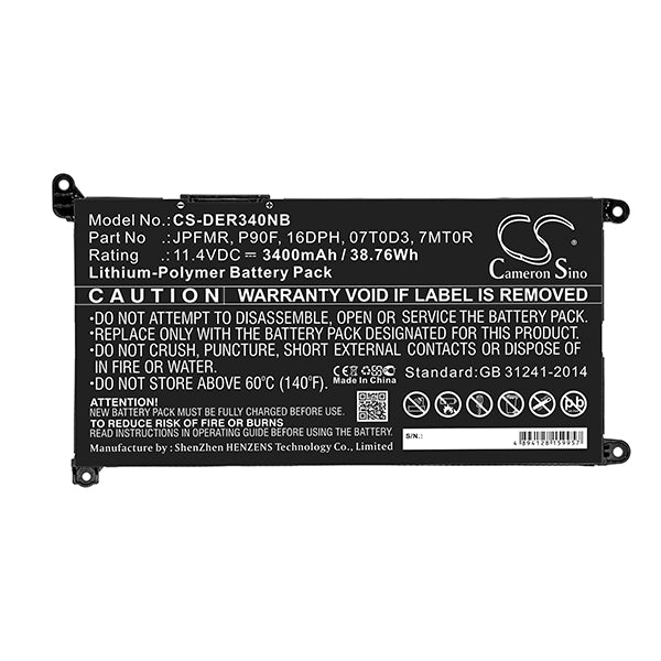 Cameron Sino Der340Nb 3400Mah Battery For Dell Notebook Laptop