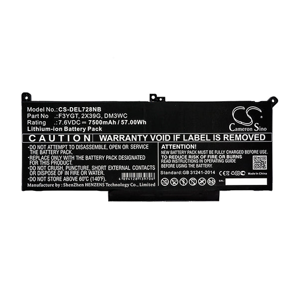 Cameron Sino Del728Nb 7500Mah Battery For Dell Notebook Laptop