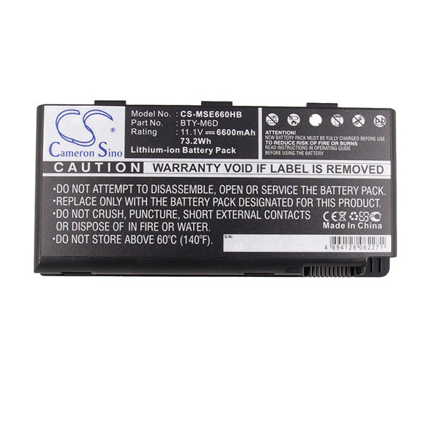 Cameron Sino Mse660Hb 6600Mah Battery For Medion Msi Notebook Laptop