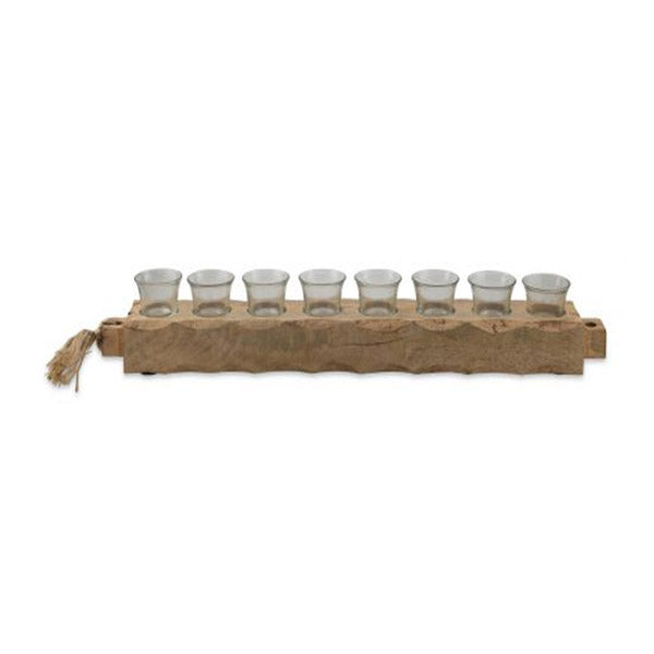 T Lite Candle Holder Mango Wood With Glasses