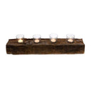 Wood Candle Holder With 4 Glass 55X12X5Cm