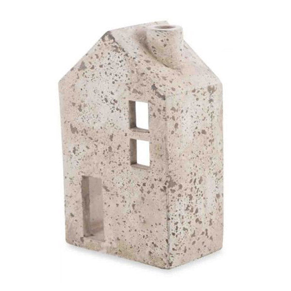 Rectangular Cement House Candle Holder With Chimney