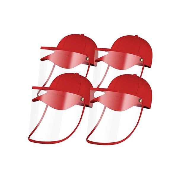 4X Outdoor Hat Anti Fog Dust Saliva Cap Face Shield Cover Kids Red