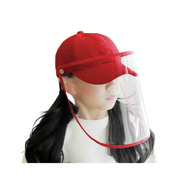 Outdoor Hat Anti Fog Dust Saliva Cap Full Face Shield Cover Kids Red