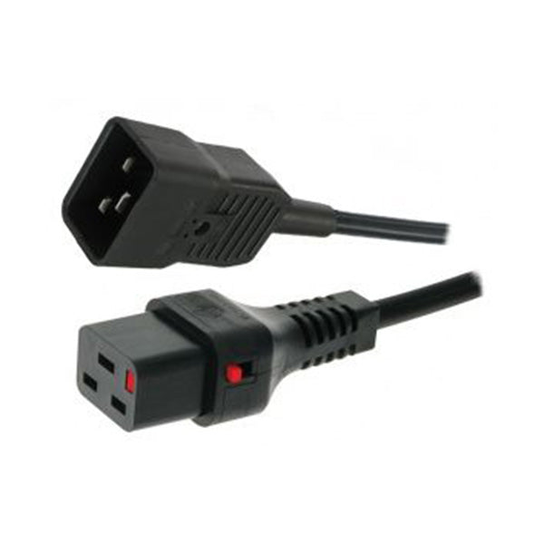 1M Lockable Iec C19 C20 Cable Black