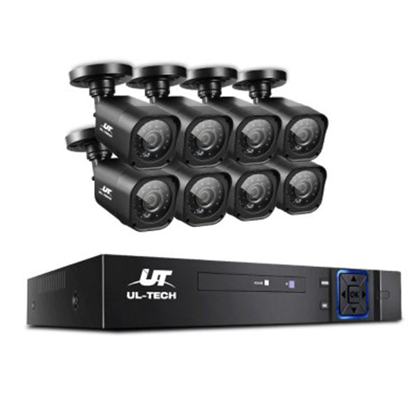 8Ch 5 In 1 CCTV Video Recorder With 8 Cameras 1080P HDMI Black