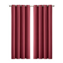 2x Blockout Curtains Panels 3 Layers Eyelet Room Darkening 140x230cm Burgundy