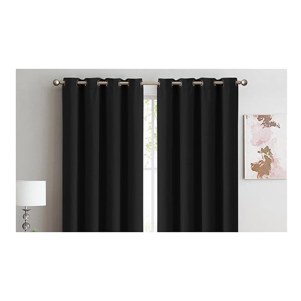 2X Blockout Curtains Panels 3 Layers Eyelet Room Darkening 240X230 Cm Black
