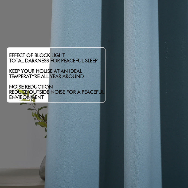 2X Blockout Curtains Panels 3 Layers Eyelet Room Darkening 240X230 Cm Green