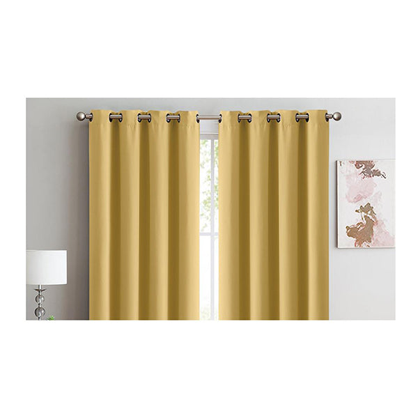 2X Blockout Curtains Panels 3 Layers Eyelet Room Darkening 180X230 Cm Mustard