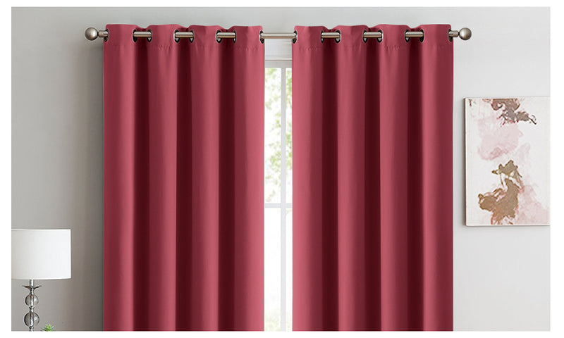 2X Blockout Curtains Panels 3 Layers Eyelet Room Darkening 240X230 Cm Burgundy