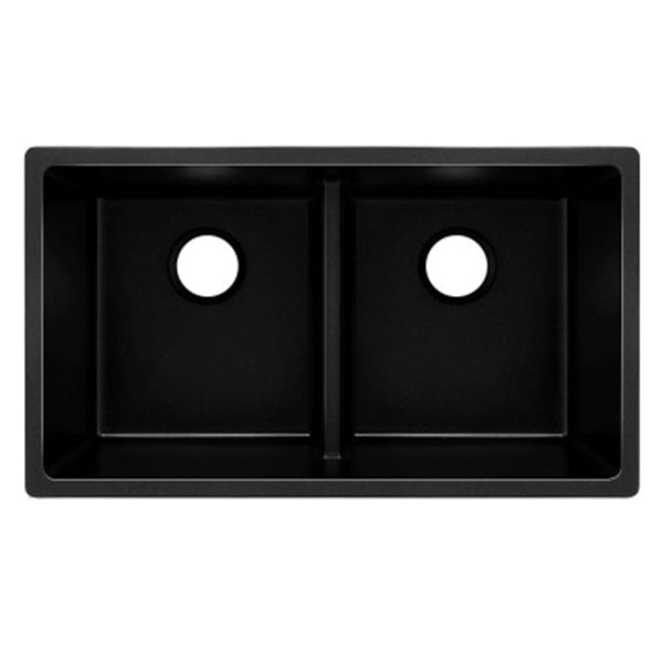 Granite Kitchen Sink Double Bowl Top Undermount 790X460Mm Black