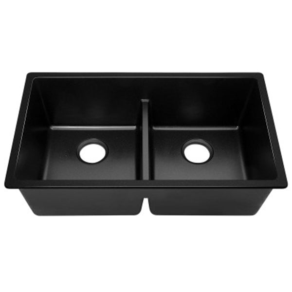 Granite Kitchen Sink Double Bowl Top Undermount 790X460Mm Black