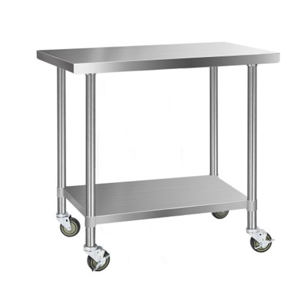 430 Stainless Steel Kitchen Work Bench Food Prep Table With Wheels