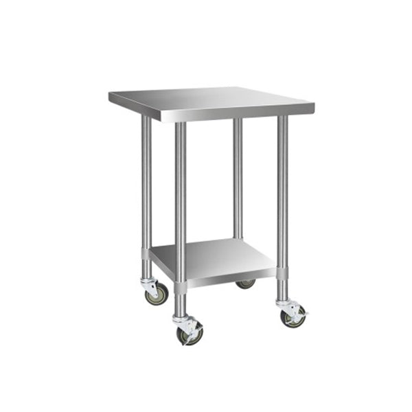 762 X 762Mm Commercial Stainless Steel Kitchen Bench W Castor Wheels