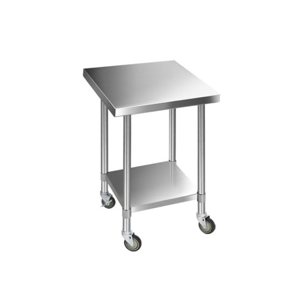 762 X 762Mm Commercial Stainless Steel Kitchen Bench W Castor Wheels