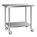 304 Stainless Steel Kitchen Work Bench Food Prep Table With Wheels