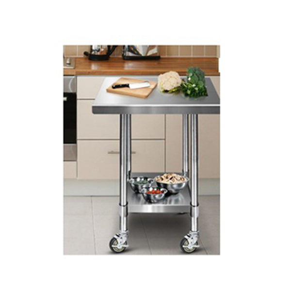 762 X 762Mm Commercial Stainless Steel Kitchen Bench W Castor Wheels