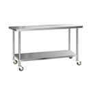 304 Stainless Steel Kitchen Work Bench Food Prep Table With Wheels