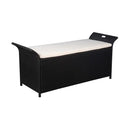 Storage Bench With Cushion 138 Cm Poly Rattan Black