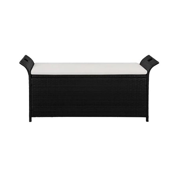 Storage Bench With Cushion 138 Cm Poly Rattan Black