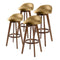 4X 72Cm Oak Wood Bar Stool Leather Leila Coffee Brown