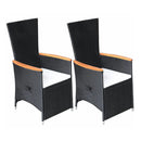 Reclining Garden Chairs With Cushions Pe Rattan Black 2 Pcs