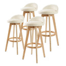 4X 72Cm Oak Wood Bar Stool Fabric Leila Beige