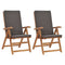 Reclining Garden Chairs With Cushions 2 Pcs Solid Teak Wood
