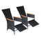 Reclining Garden Chairs With Cushions Pe Rattan Black 2 Pcs